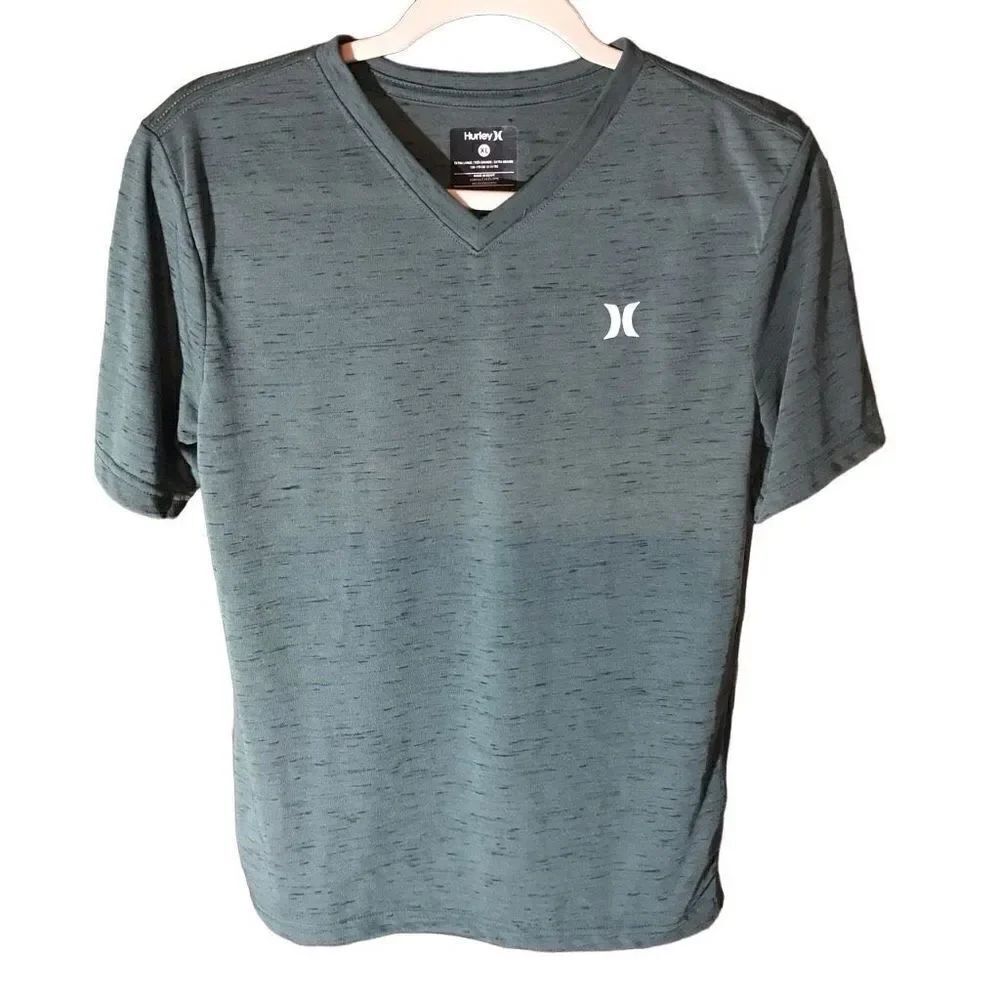 Hurley boys youth XL green V-neck short sleeve cloud slub T-shirt New NWT